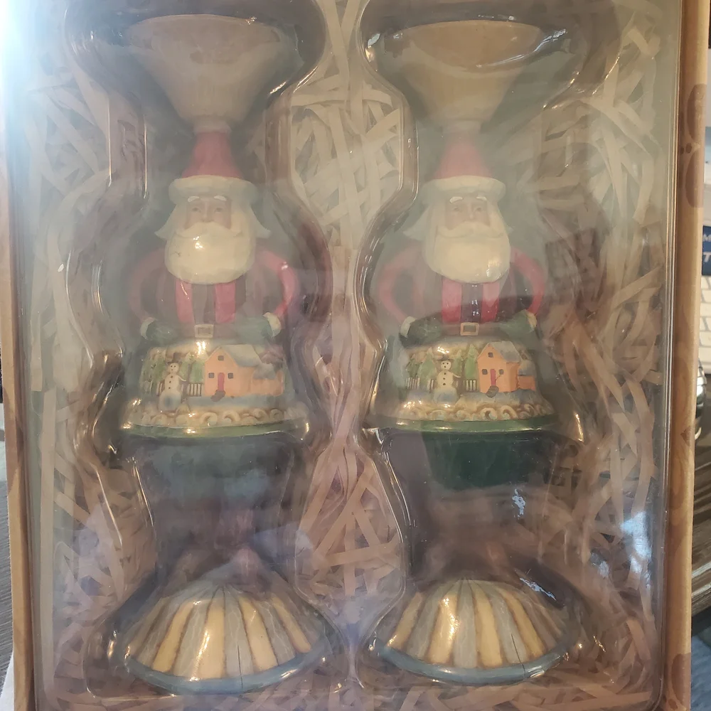 Jim Shore Santa Claus Candle Holders 9.5